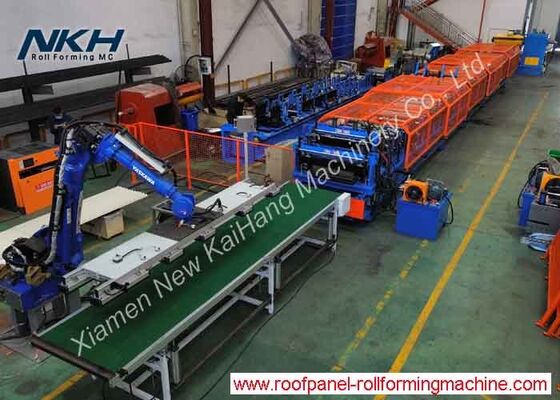 kupować Maszyna do tworzenia rolek z podwójnymi warstwami z robotem palletyzującym drzwiami okiennymi i panelem falistym online manufacture